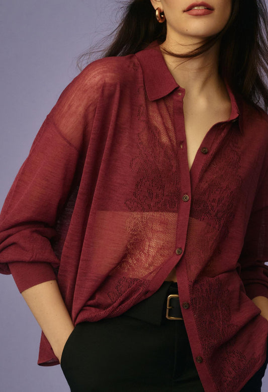 Maeve Sheer Buttondown Sweater Shirt