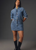 Load image into Gallery viewer, Pilcro Long-Sleeve Denim Micro Mini Shirt Dress
