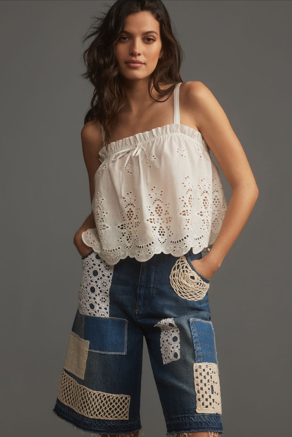 Maeve Eyelet Babydoll Tank