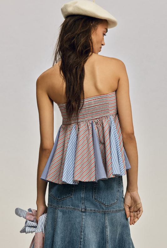 By Anthropologie Strapless Tie Swing Blouse