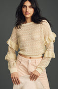 Load image into Gallery viewer, By Anthropologie Sheer Open-Stitch Ruffle Jumper
