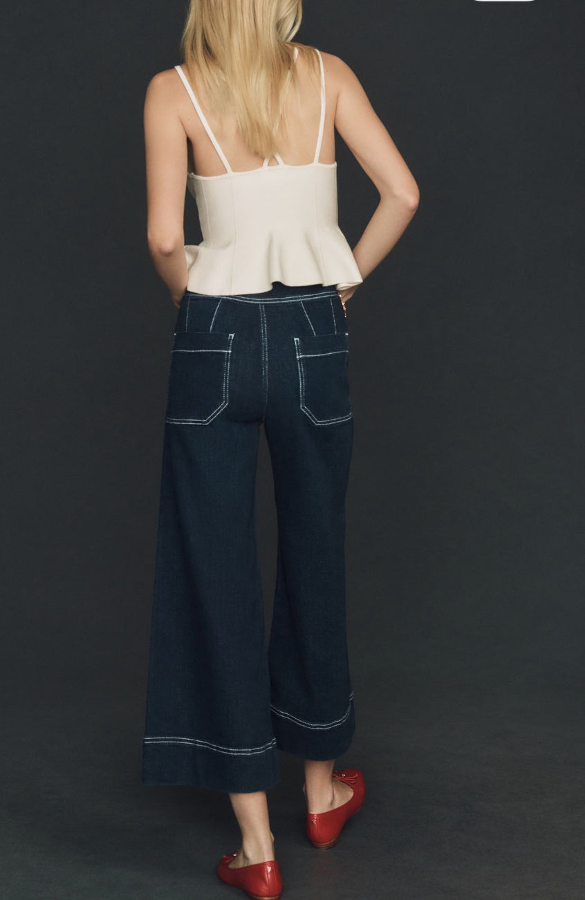 Maeve Portside High-Rise Cropped Wide-Leg Jeans