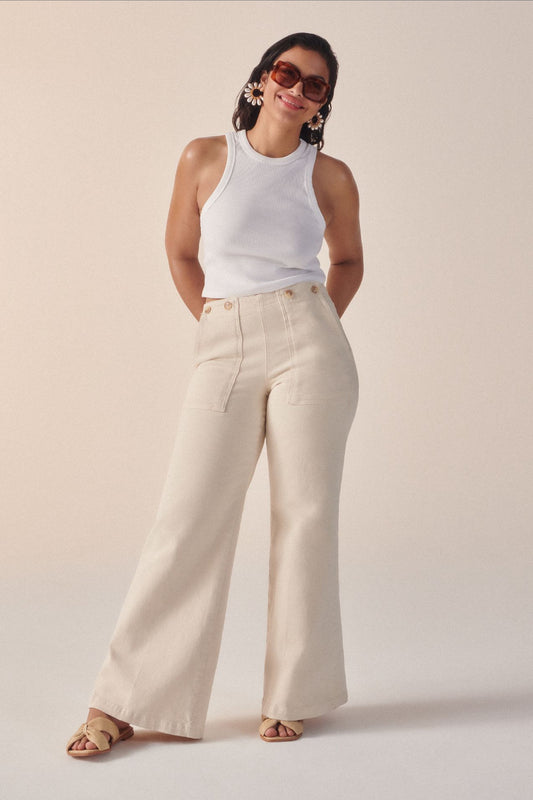 The Kit High-Rise Wide-Leg Utility Trousers by Pilcro