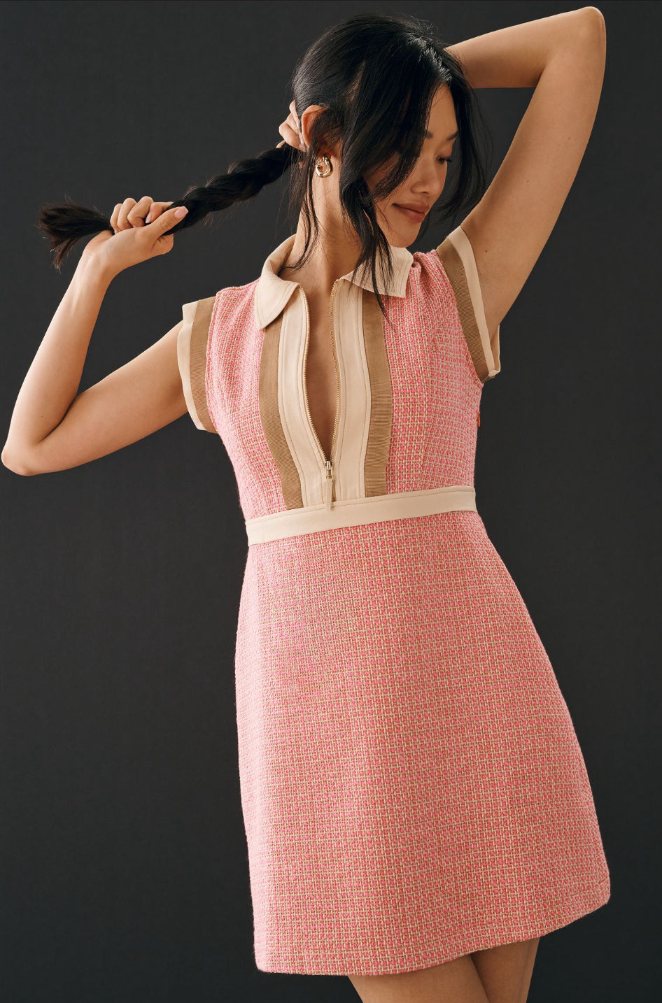 By Anthropologie Collared Tweed Mini Dress