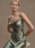 Load image into Gallery viewer, Sachin & Babi Jennings Ruched Hammered Satin Side-Slit Gown
