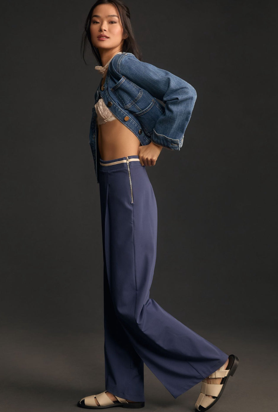 Maeve Wide-Leg Pleated Track Pants