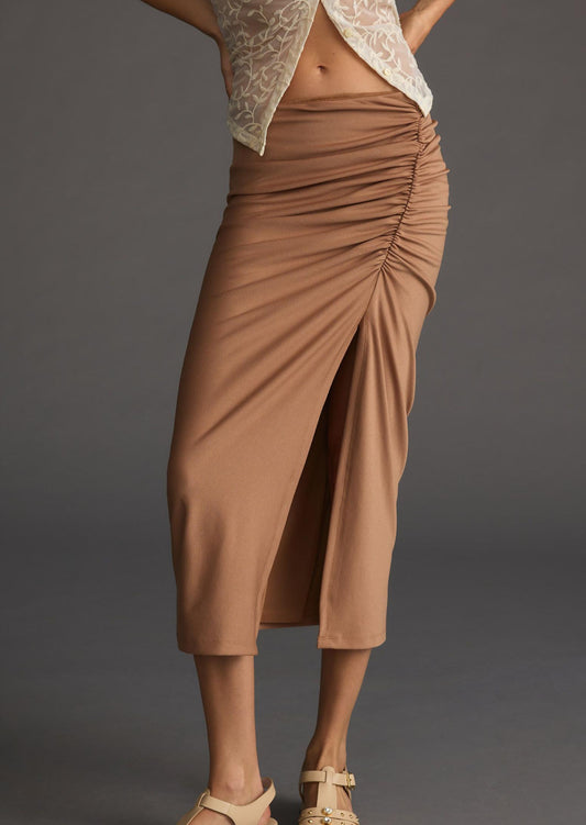 The Maya Ruched Side-Slit Skirt