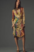 Load image into Gallery viewer, By Anthropologie Long-Sleeve Tie-Front Midi Shirt Dress
