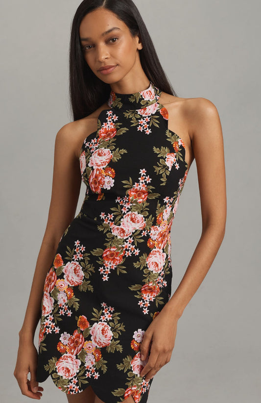 By Anthropologie Halter Scallop Mini Dress