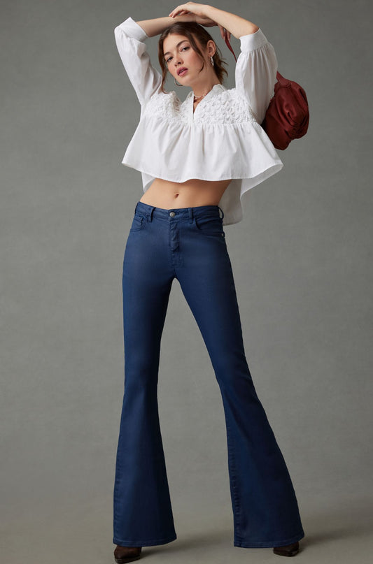 Pilcro The Icon Coated High-Rise Flare Jeans