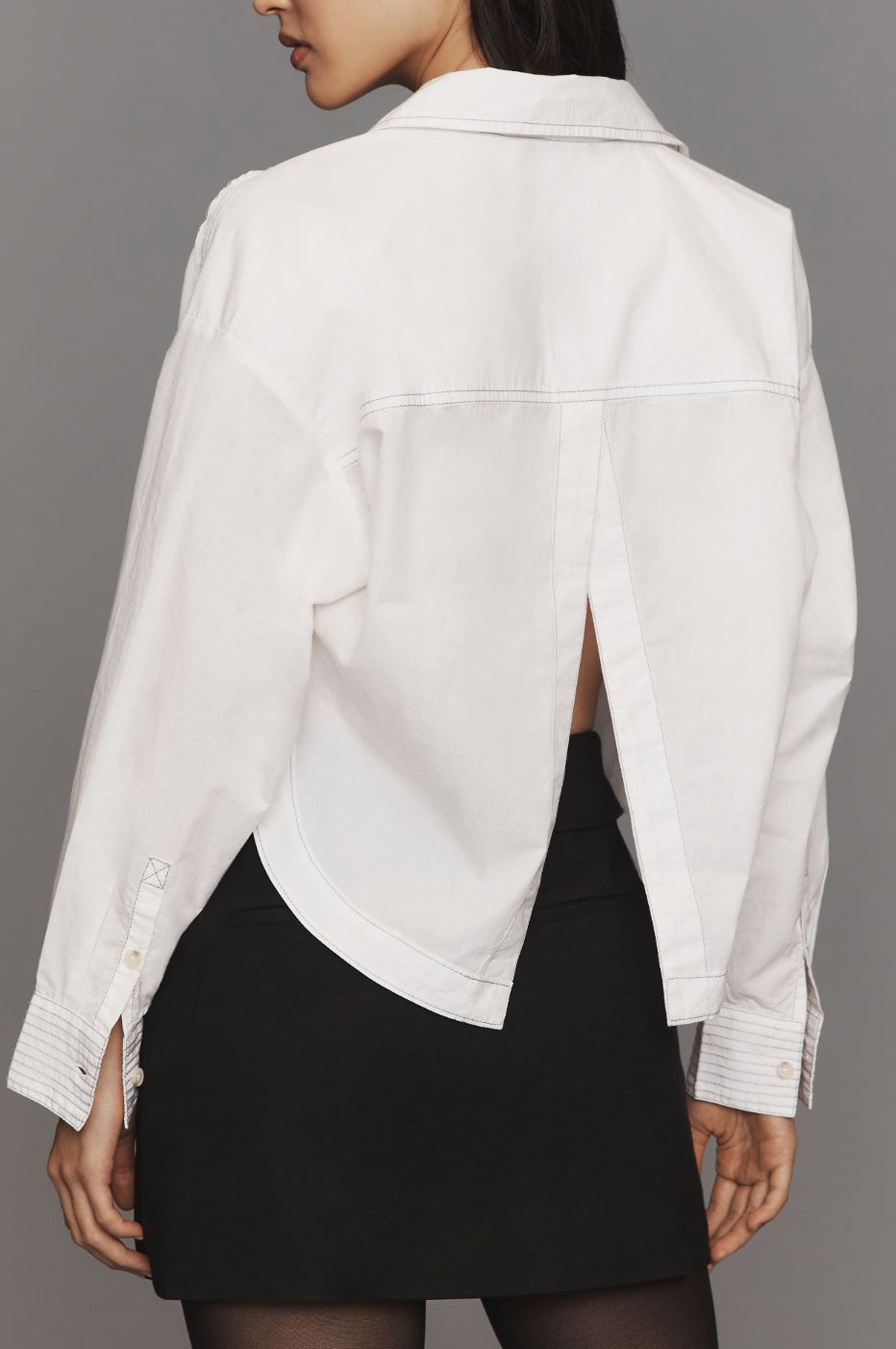 Pilcro Placket Back-Slit Cotton Shirt