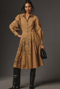 Load image into Gallery viewer, By Anthropologie Long-Sleeve A-Line Midi Shirt Dress
