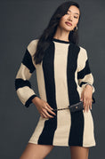 Load image into Gallery viewer, 4SI3NNA Long-Sleeve Striped Sweater Mini Dress
