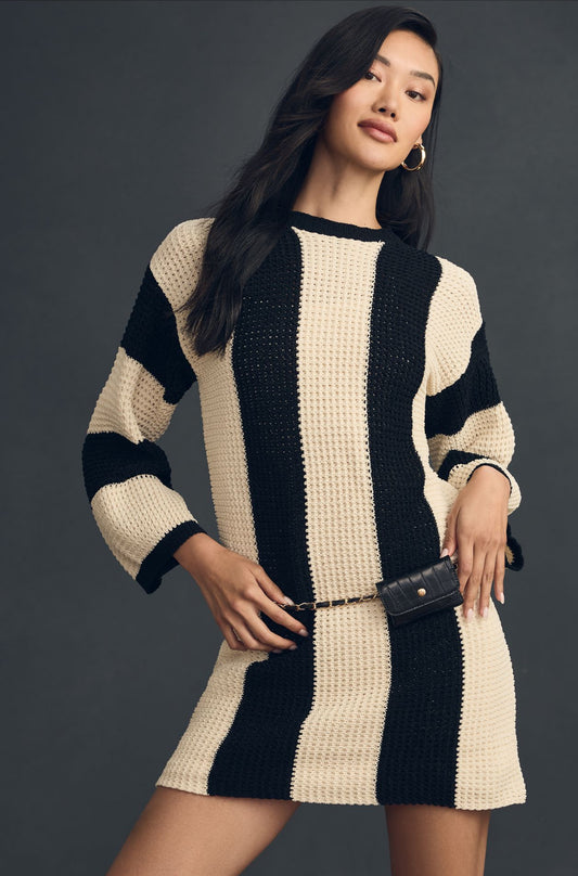 4SI3NNA Long-Sleeve Striped Sweater Mini Dress