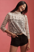 Load image into Gallery viewer, By Anthropologie Mock-Neck Long-Sleeve Lace Top
