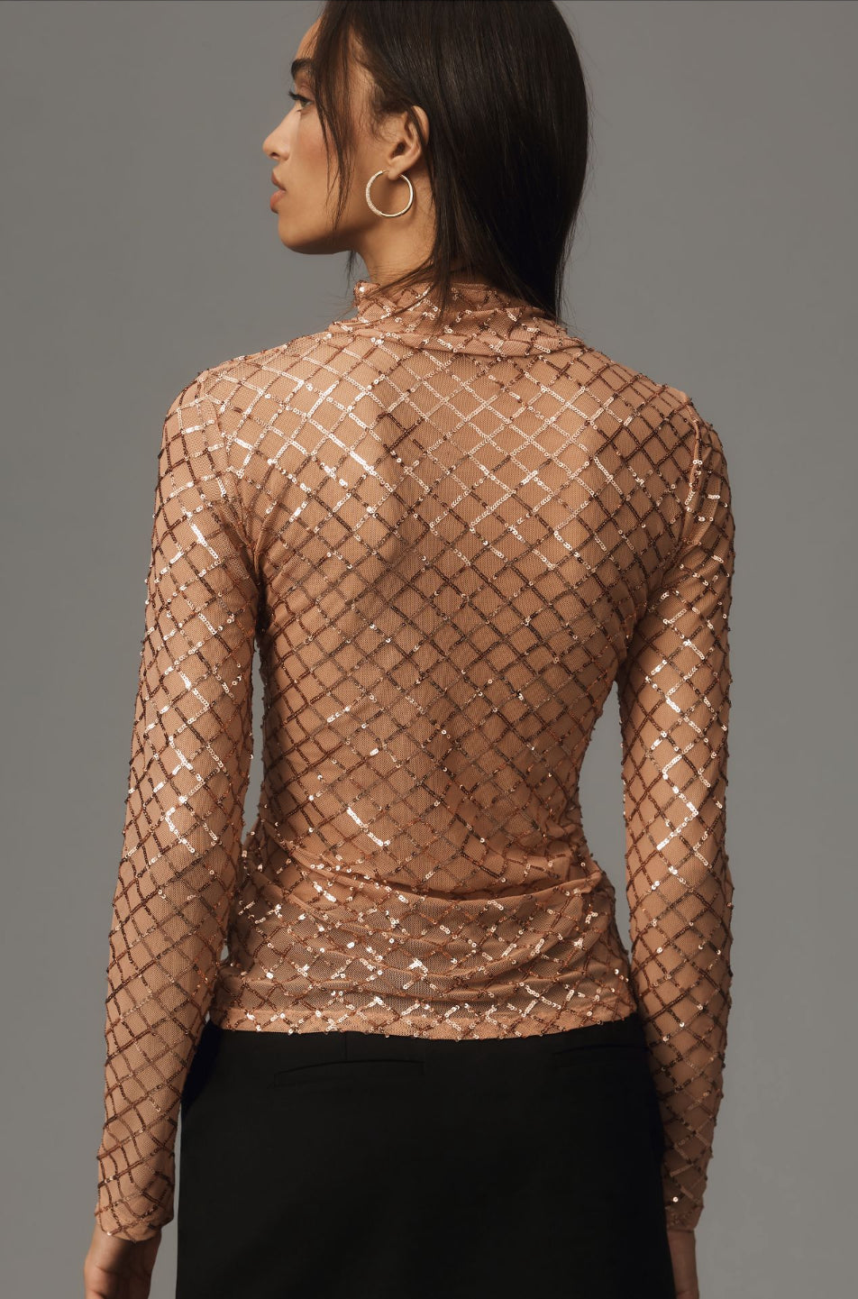 Pilcro Turtleneck Sequin Top