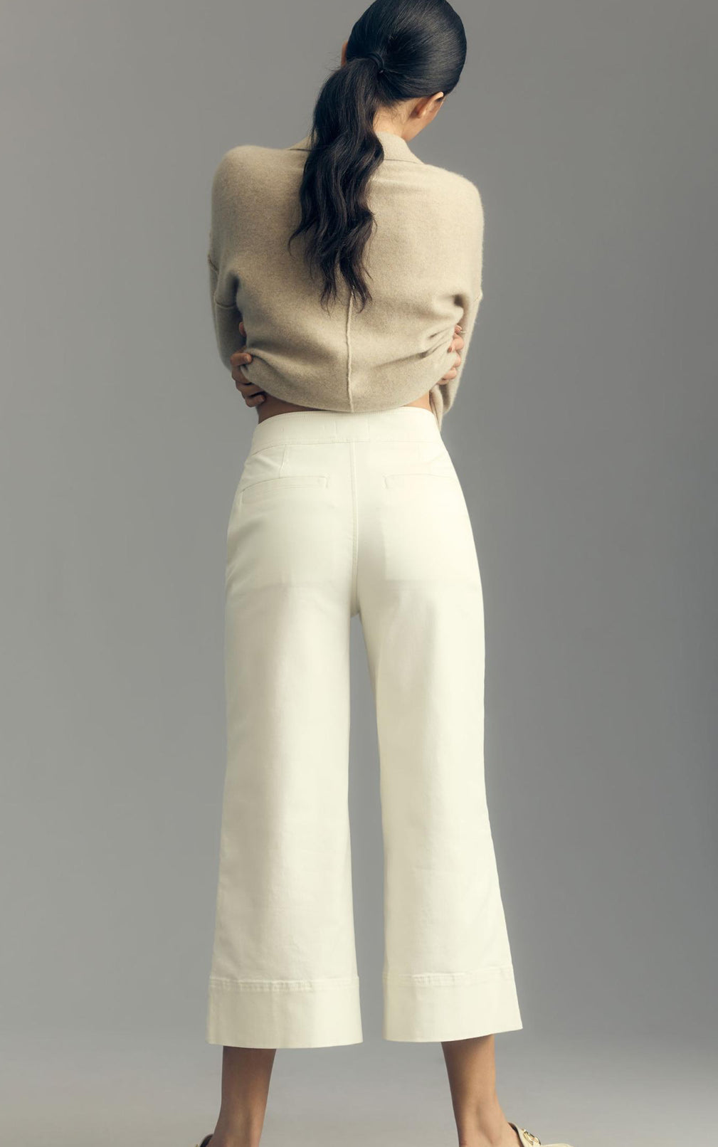 Maeve Buttoned Cropped Wide-Leg Culottes