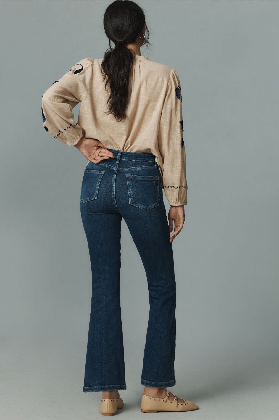 The Yaya Mid-Rise Crop Flare Jeans