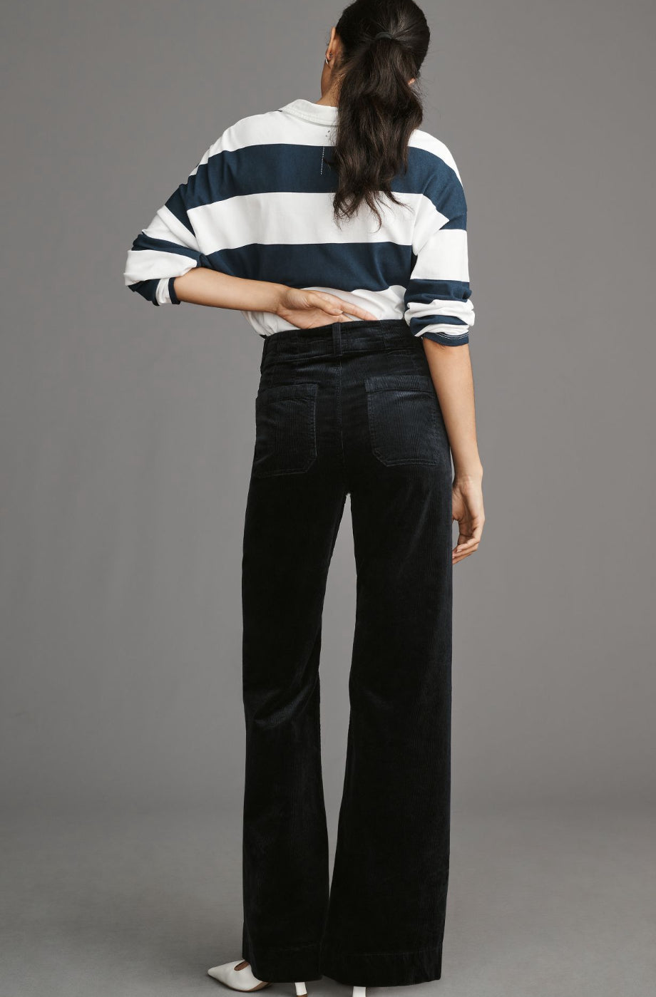 The Colette Full-Length Wide-Leg Corduroy Pants by Maeve