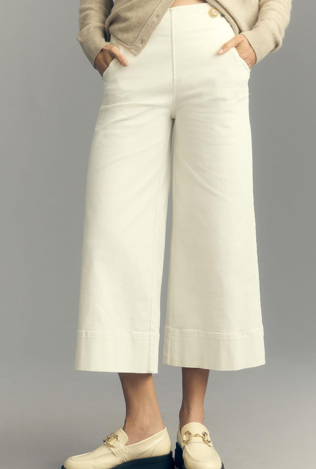 Maeve Buttoned Cropped Wide-Leg Culottes