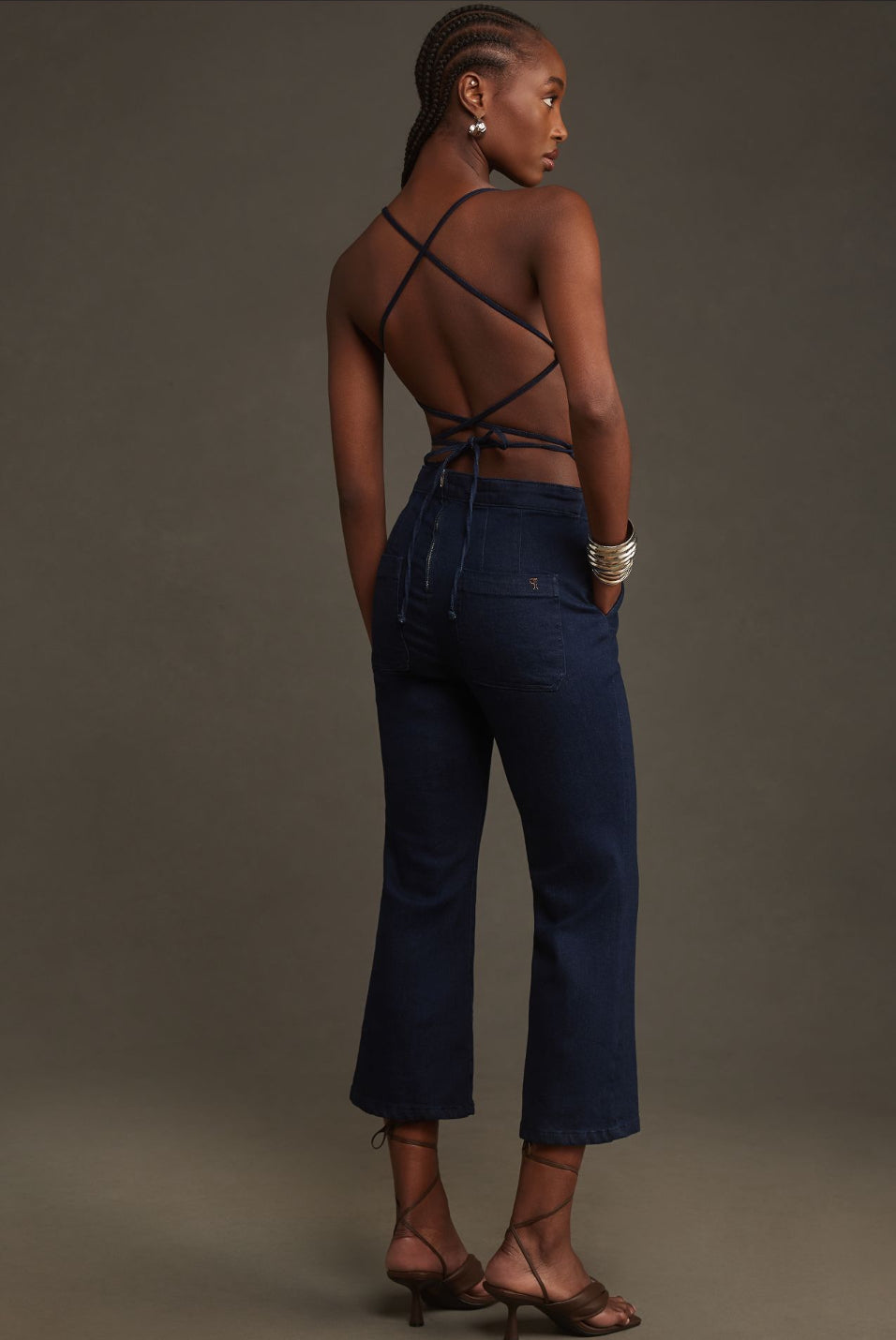 Pilcro Open-Back Denim Jumpsuit