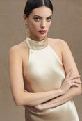 Load image into Gallery viewer, Sachin & Babi Sadie Halter Tie-Neck Hammered Satin Gown
