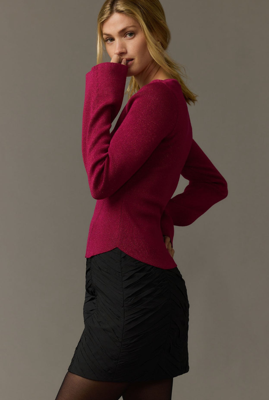 Maeve Square-Neck Bell-Sleeve Sweater