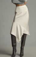 Load image into Gallery viewer, By Anthropologie Asymmetrical Satin Midi Slip Skirt
