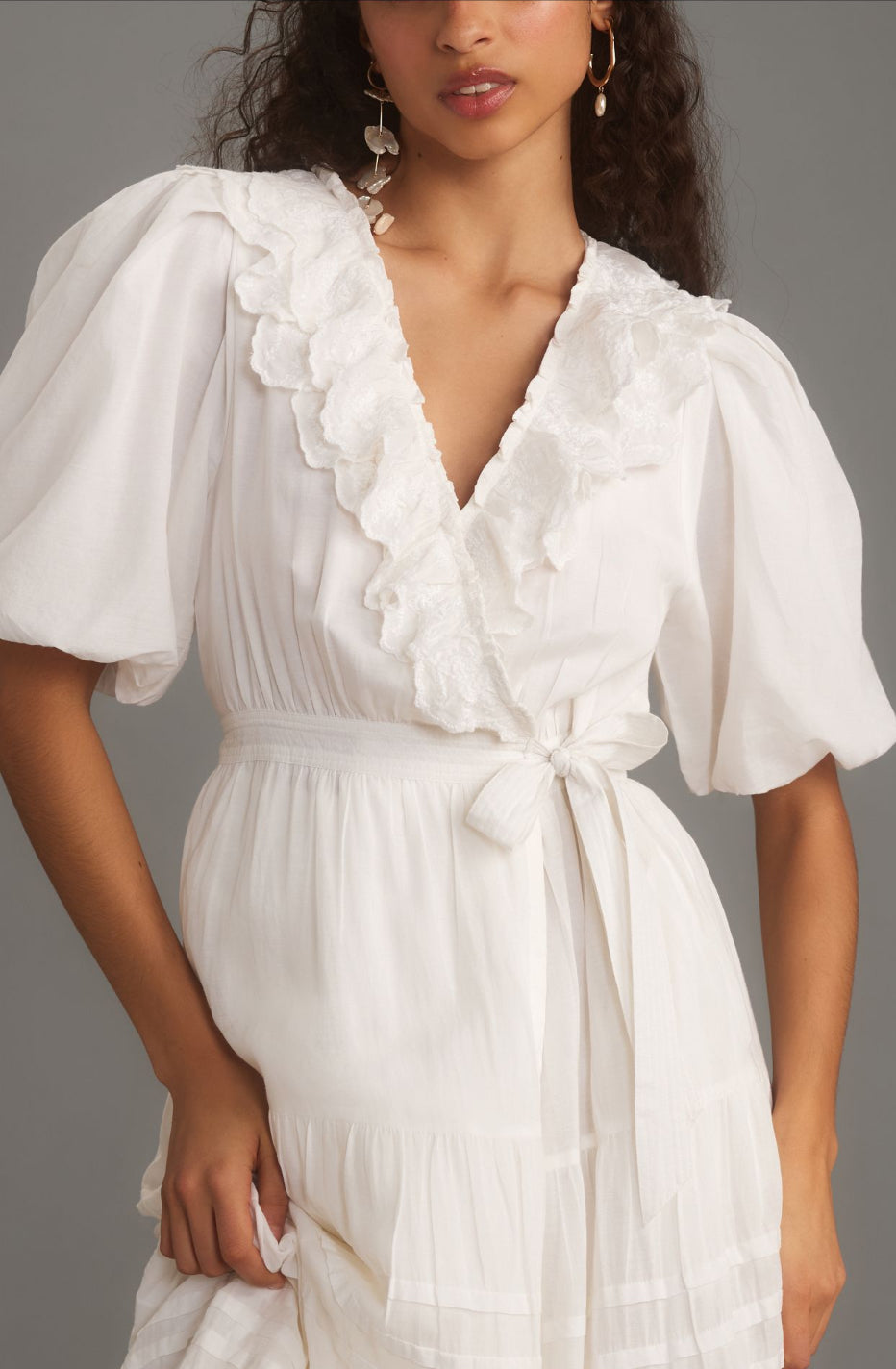 Love The Label Short-Sleeve Ruffled Tiered Wrap Midaxi Dress