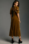 Load image into Gallery viewer, By Anthropologie Short-Sleeve Square-Neck Velvet Midi Dress
