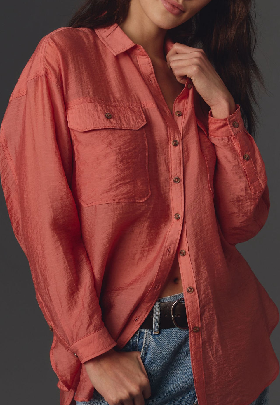 By Anthropologie Sheer Buttondown Shirt