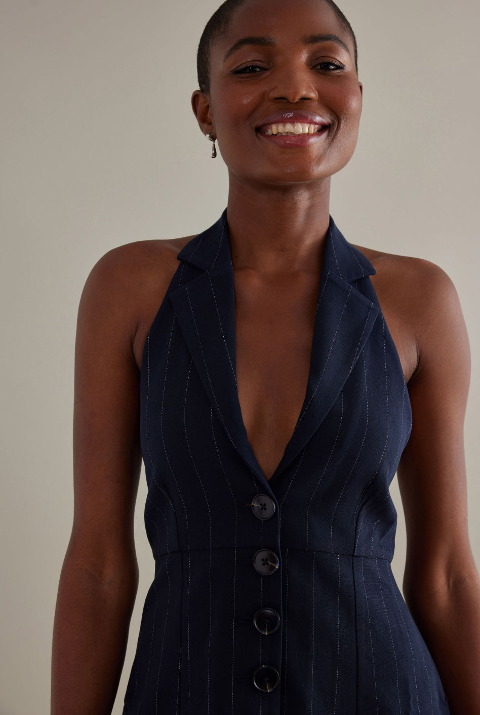 By Anthropologie V-Neck Halter Waistcoat Top