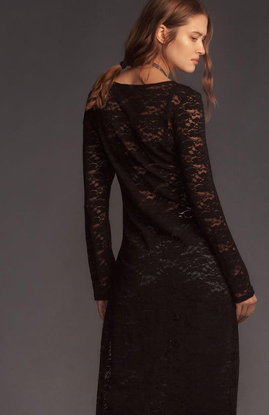 Maeve Button-Front Long-Sleeve Lace Top