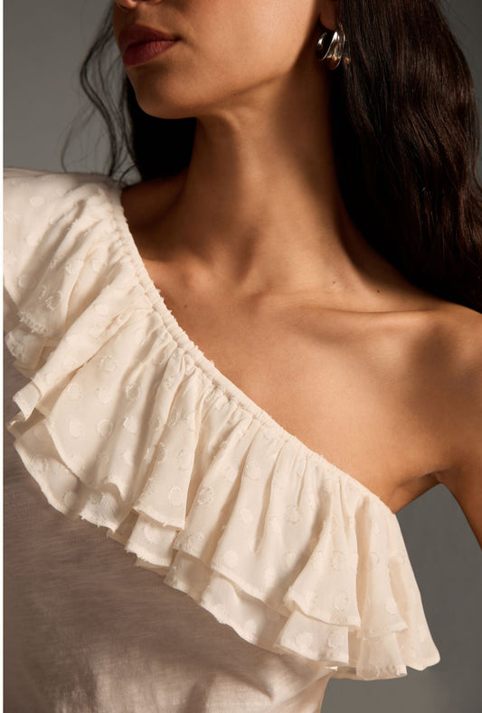 By Anthropologie Ruffle Long One-Sleeve Top