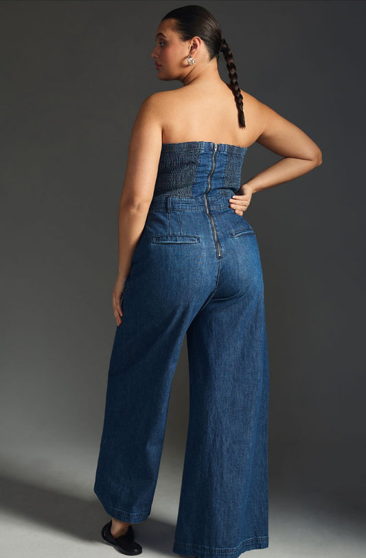 Pilcro Strapless Polished Wide-Leg Jumpsuit