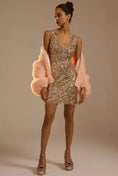 Load image into Gallery viewer, Ieena for Mac Duggal Sequined V-Neck Mini Dress
