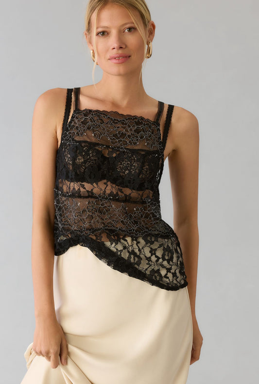 By Anthropologie Sheer Mixed Lace Cami