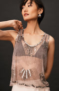 Load image into Gallery viewer, Mahila Scalloped Beaded Mesh Tank Top
