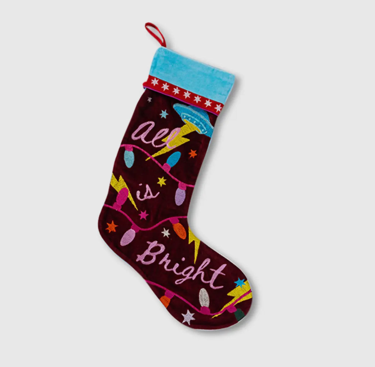 Furbish Studio - Embroidered Stocking - All Is Bright