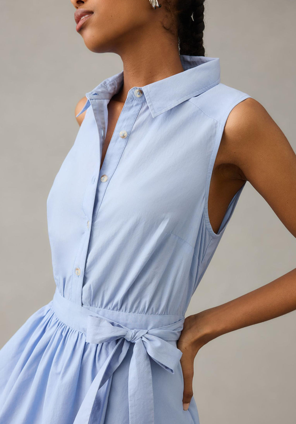 Maeve Asymmetrical Sleeveless Shirt Dress