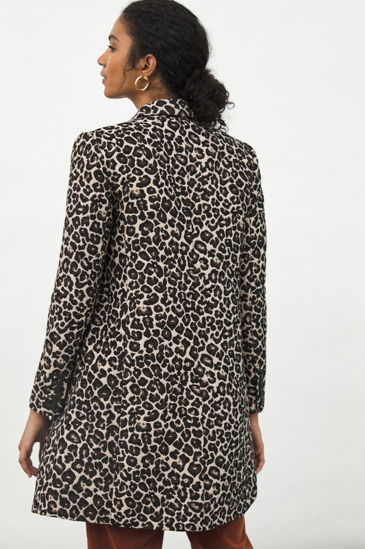 Gianna Longline Leopard Blazer