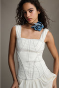 Load image into Gallery viewer, By Anthropologie Sleeveless Square-Neck Corset Midi Dress
