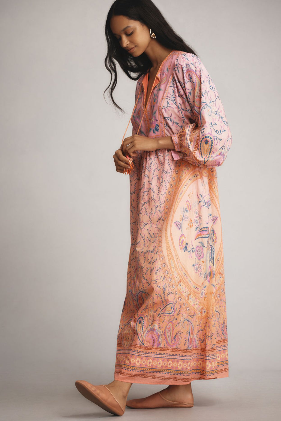 Farm Rio x Anthropologie Long-Sleeve Printed Maxi Dress