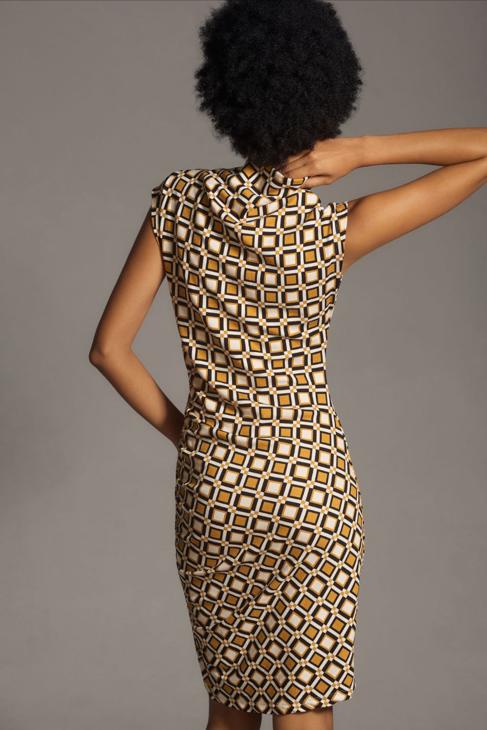 The Maya Ruched Cowl-Neck Dress: Printed Mini Edition