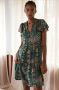 Load image into Gallery viewer, Victoria Garcia Flutter-Sleeve Tiered Pajama Dress
