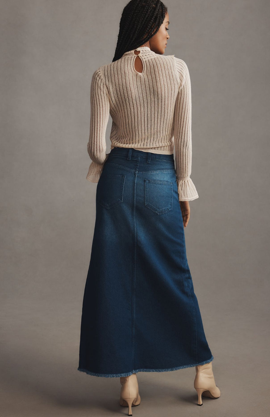 The Madi Front-Slit Denim Skirt by Pilcro