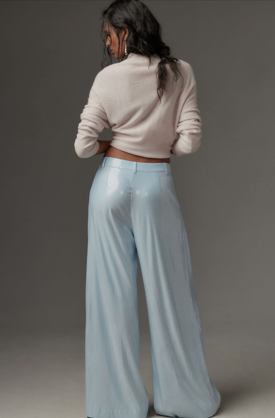 The Avery Pleated Wide-Leg Trousers by Maeve: Sequin Edition