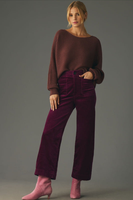 The Colette Cropped Wide-Leg Corduroy Pants by Maeve