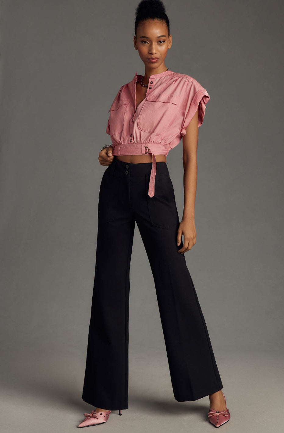 The Naomi Ponte Wide-Leg Flare Pants by Maeve