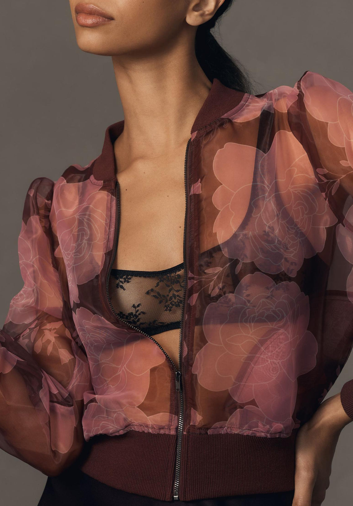 DOLAN Sheer Organza Bomber Jacket